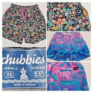 Lot of 2 Chubbies Boys XS Swim Trunks 5.5" Inseam NWOT Tropical Toucan Tiger